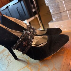 mark. Black Heels with Embellished Straps